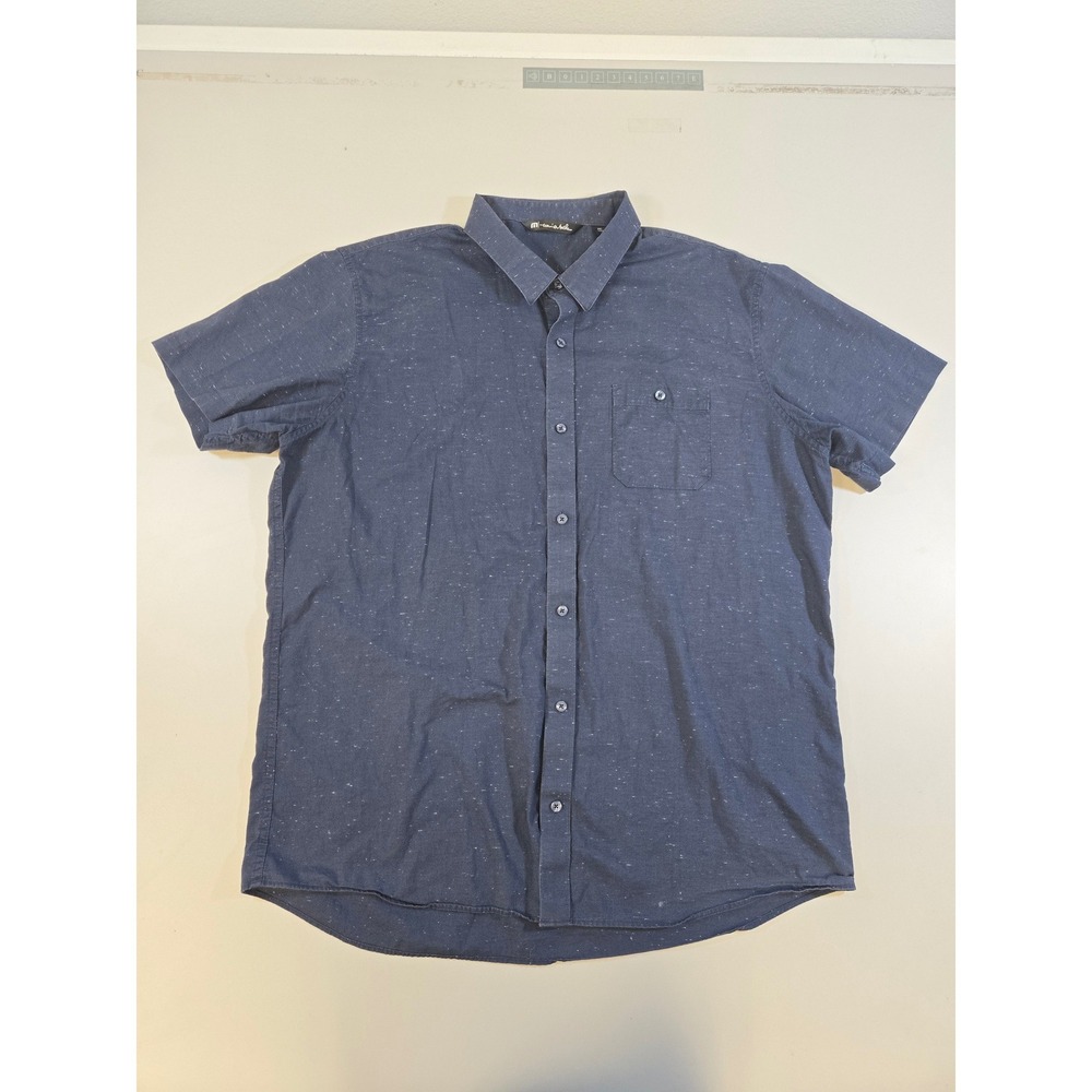 TravisMathew Mens XXL Navy Blue Flecked S/S Button Down Shirt Golf Casual